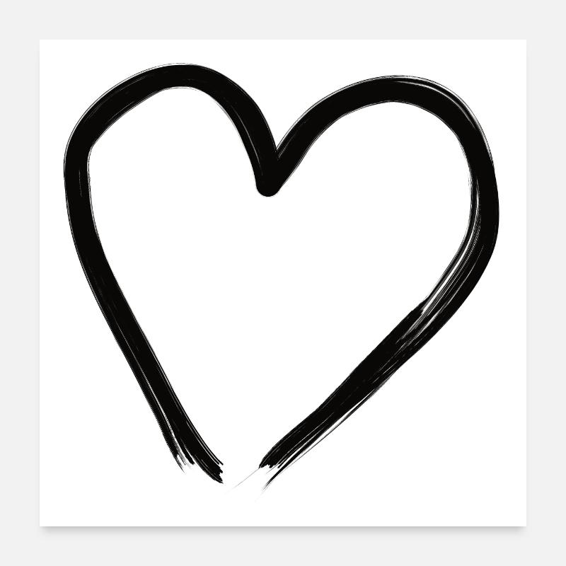 Herz schwarz Poster 60x60 cm