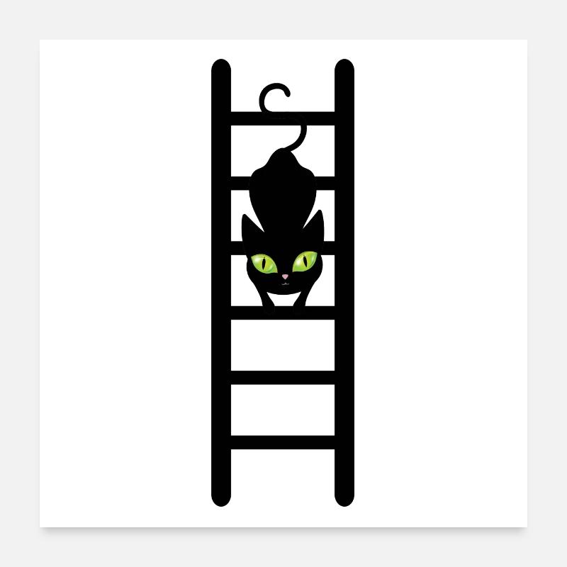 Cat on his ladder Poster 24" x 24" (60x60 cm)