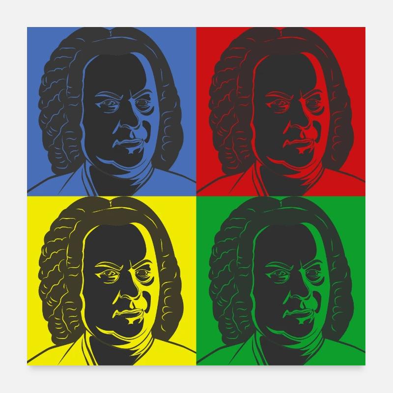 Johann Sebastian Bach Im Warhol Style Poster 60x60 cm