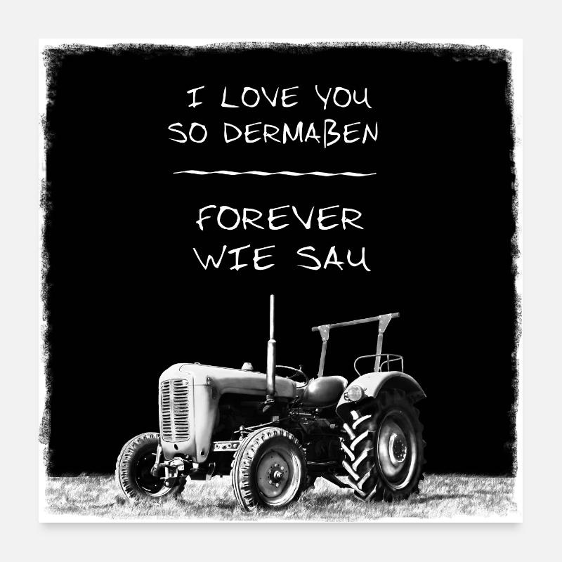 Ich liebe meinen Traktor - Poster 60x60 cm - Weiß