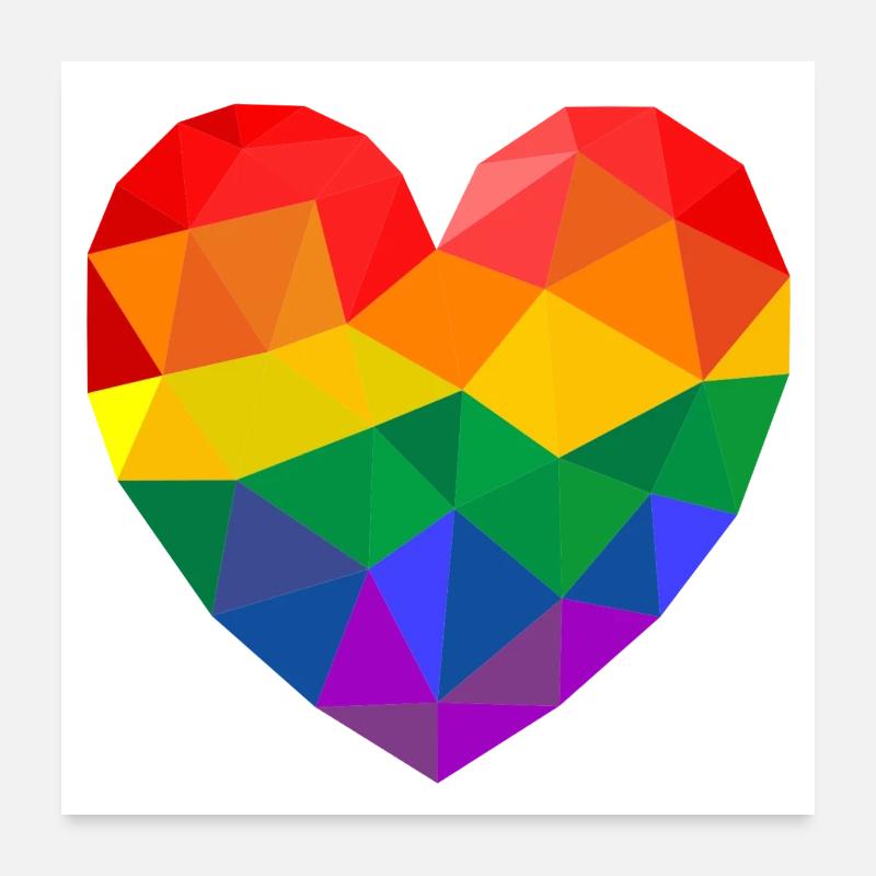 RAINBOW HEART Poster 60x60 cm