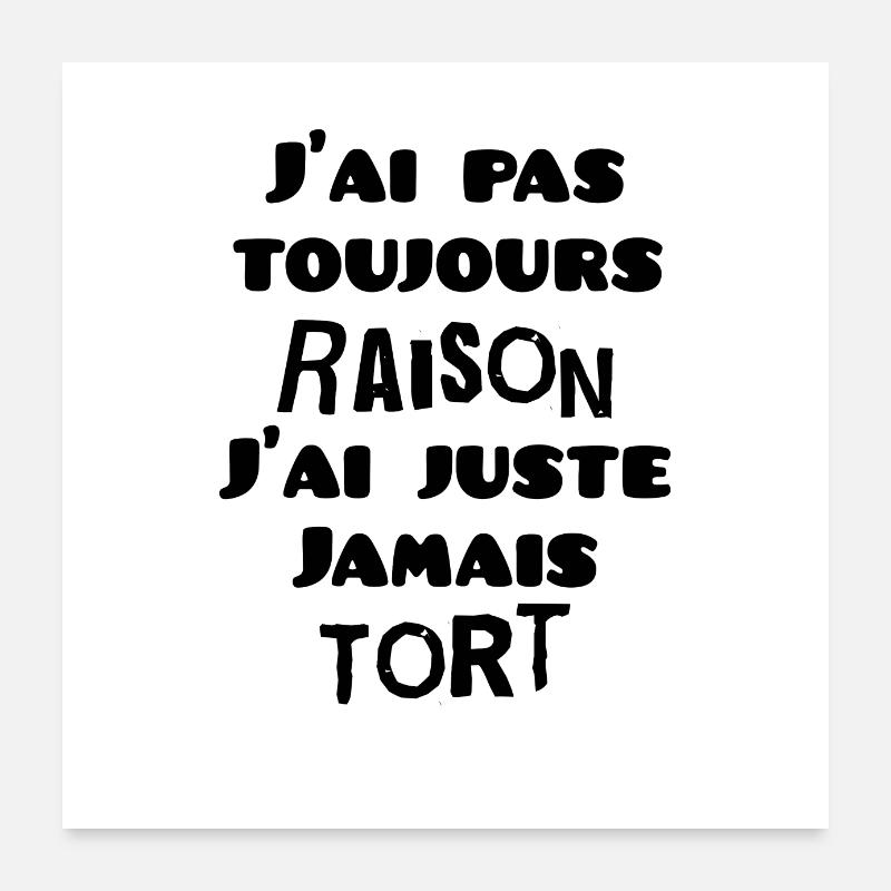 J ai pas toujours raison Poster 60 x 60 cm