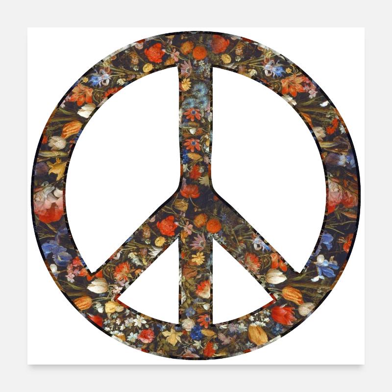 Love Peace Sign Peace Movement Icon Poster 24" x 24" (60x60 cm)