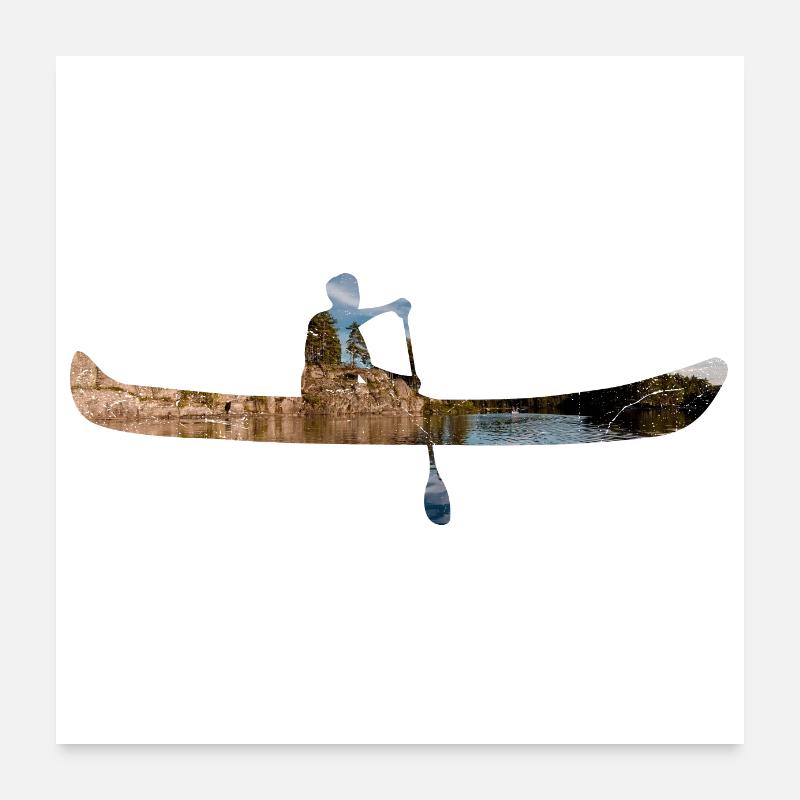 Cadeau d'amant de canoë d'art à double exposition Poster 60 x 60 cm