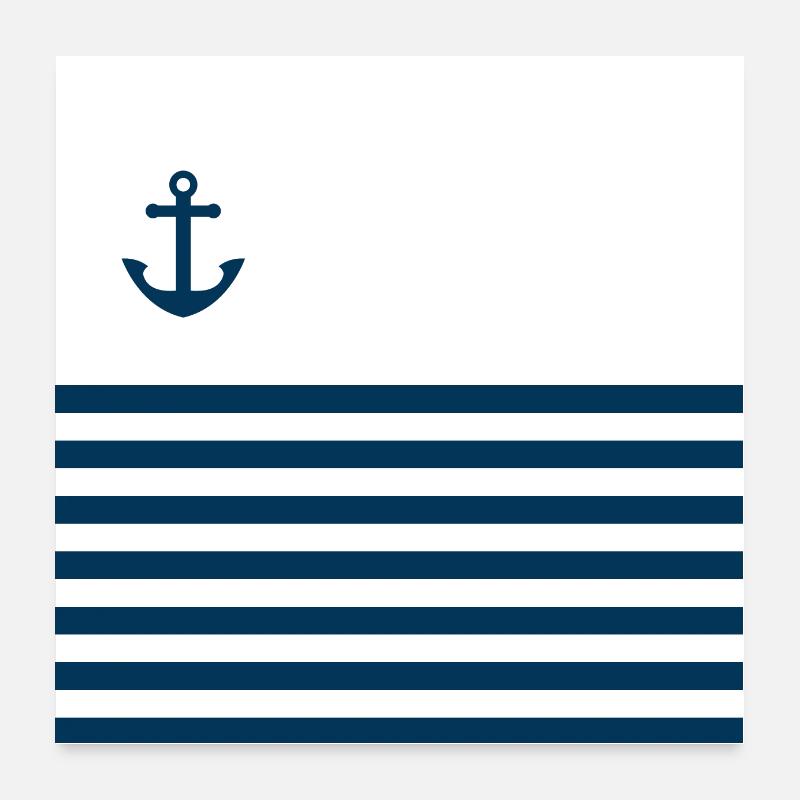Rayures ancre bleu maritime Poster 60 x 60 cm
