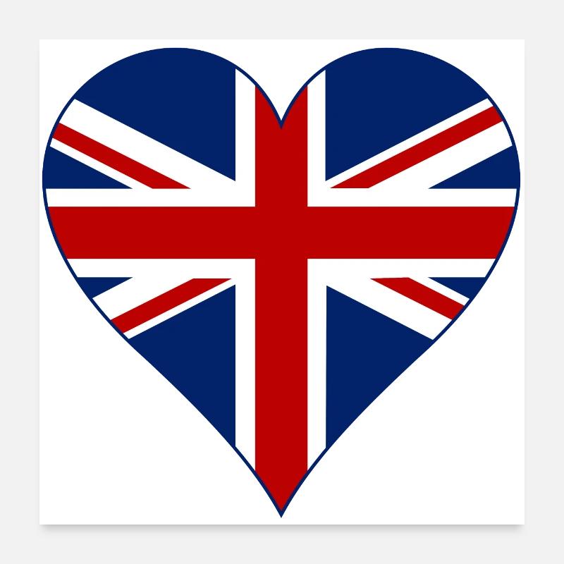 Great Britain Flag Heart Poster 24" x 24" (60x60 cm)