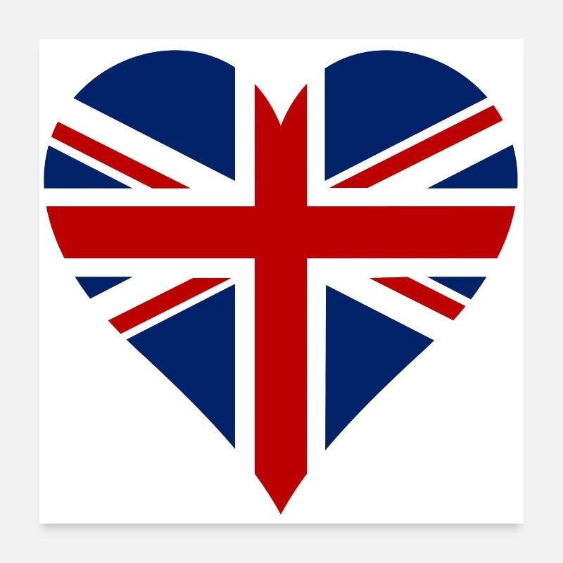 Großbritannien Flagge Herz Poster 60x60 cm