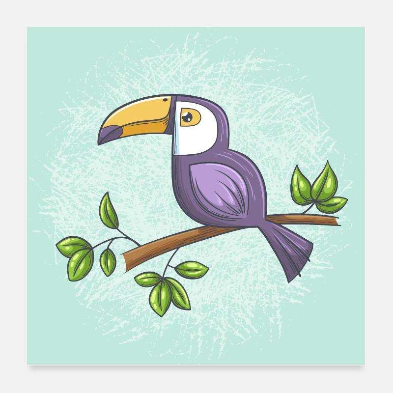 Tukan auf einem Ast Poster 60x60 cm