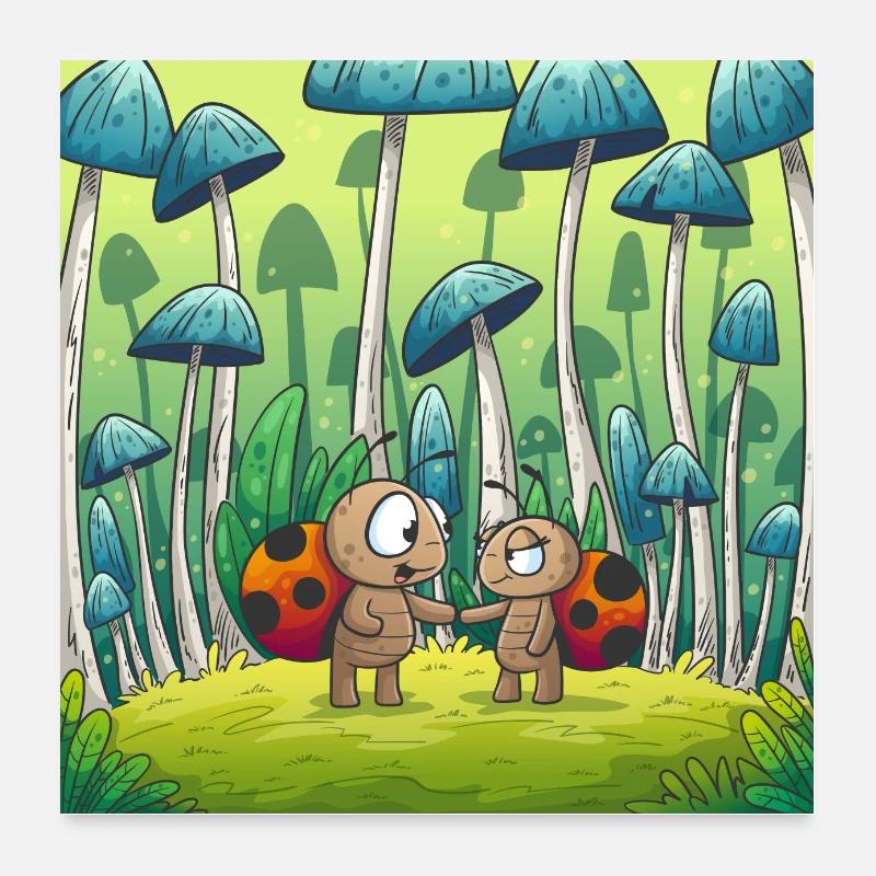 Deux coccinelles Poster 60 x 60 cm