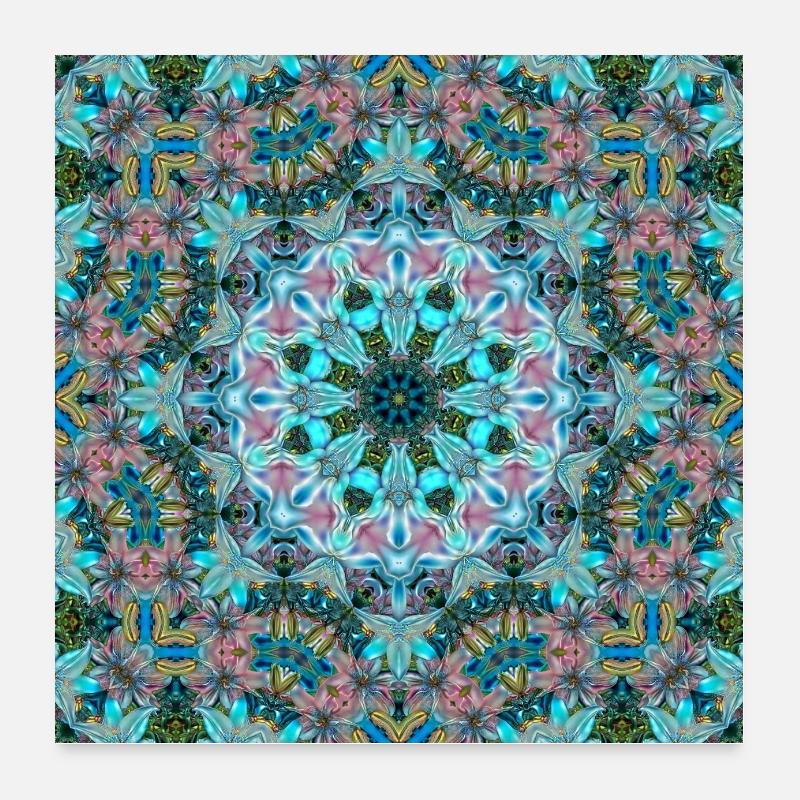 KALEIDOSCOPE LYS ABSTRAITS 2 FLEURS 2 Poster 60 x 60 cm