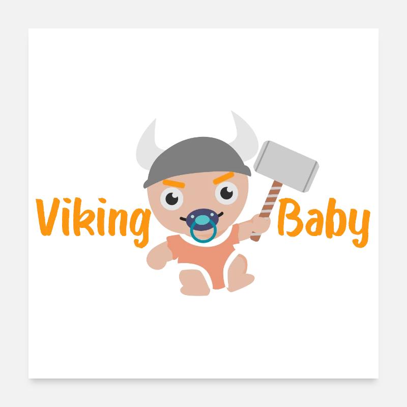 Viking Baby Kleiner Wikinger mit Schnuller Gift Poster 60x60 cm