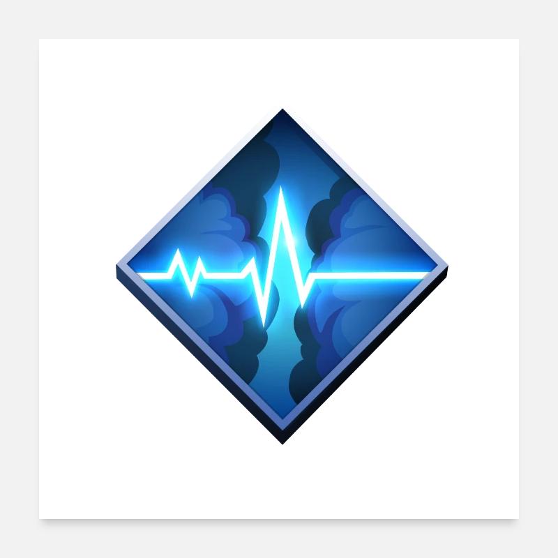 Énergie flash ECG - Poster 60 x 60 cm - blanc