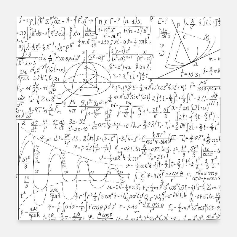 Mathe Formel - Mathe Gleichung Muster Liebhaber Geschenk - Poster 60x60 cm - Weiß