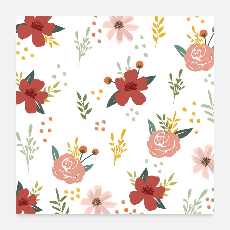 Cadeau mignon d'amant de nature de fleur de motif d'impression florale Poster 60 x 60 cm