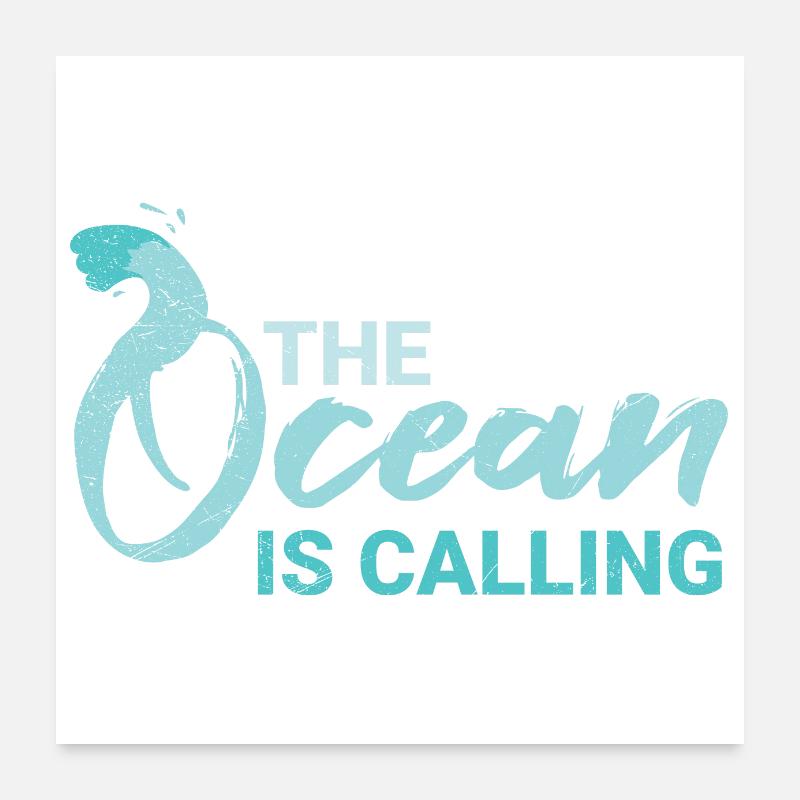 The Ocean Is Calling Surfer Diver Gift Idea Poster 24" x 24" (60x60 cm)