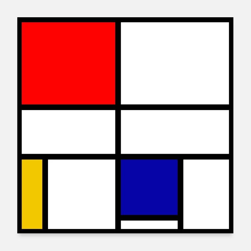 Mondrian 3 - Poster 60x60 cm - Weiß