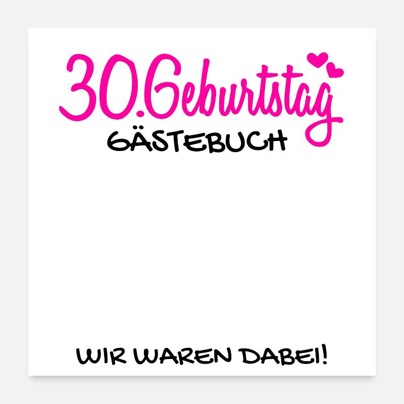 30 Geburtstag Gästebuch Deko Geschenk Poster 60x60 cm