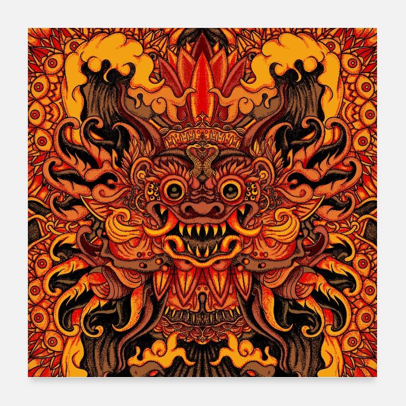 orange Bali - Poster 60x60 cm - Weiß