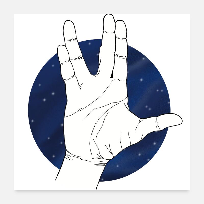 Hand Vulcan Greeting Starry Sky Poster 24" x 24" (60x60 cm)