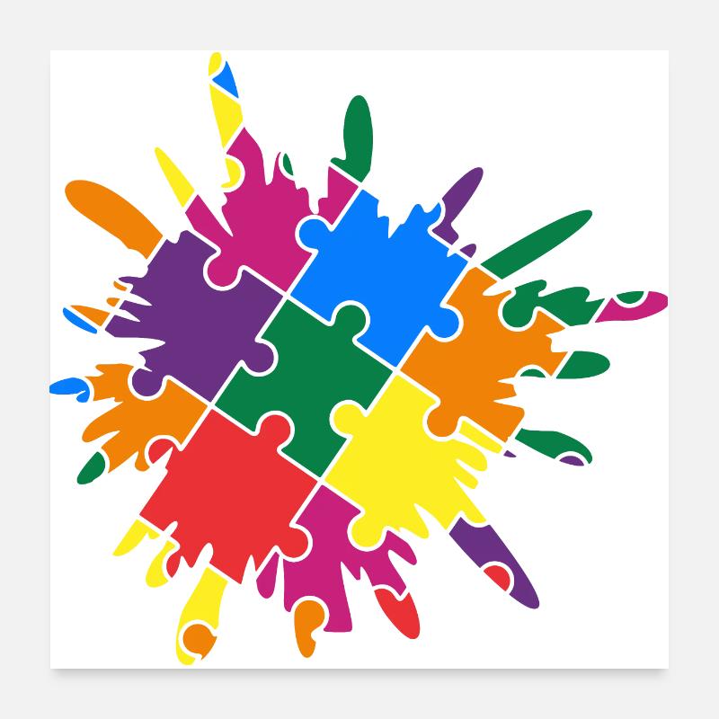 Autism Awareness Puzzle Bunter Spritzer Poster 60x60 cm