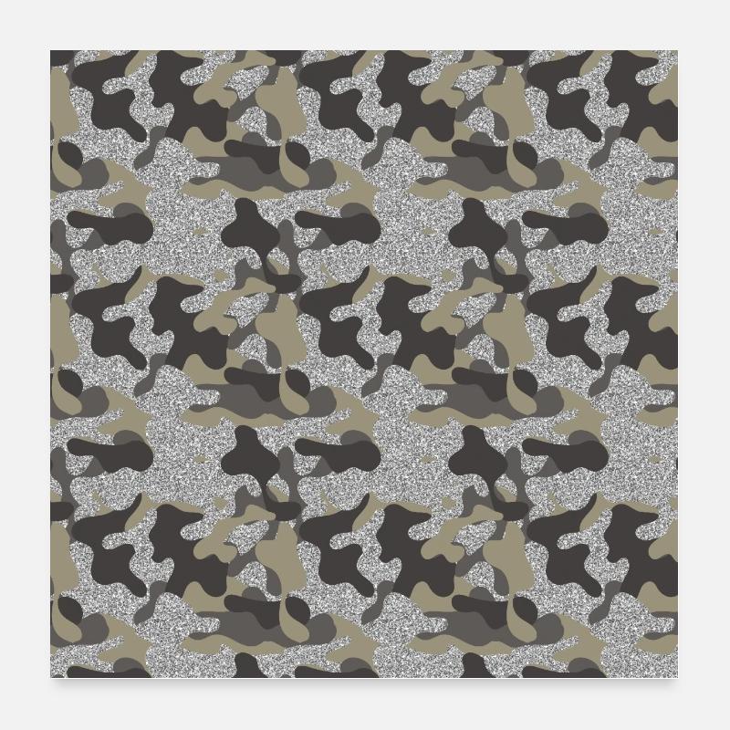 Urban Camouflage Camo Uniforme Armée Noir Argent Poster 60 x 60 cm