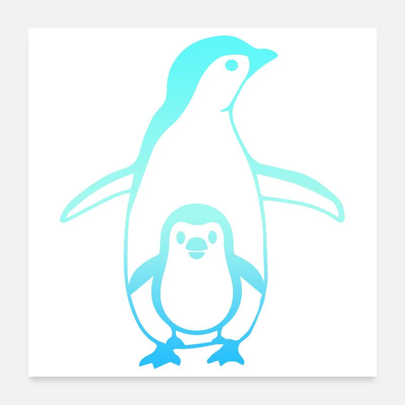Pinguin Vater und Sohn Tattoo Tiere Geschenkidee Poster 60x60 cm
