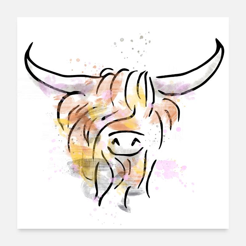 Art numérique highlander écossais 02 Poster 60 x 60 cm