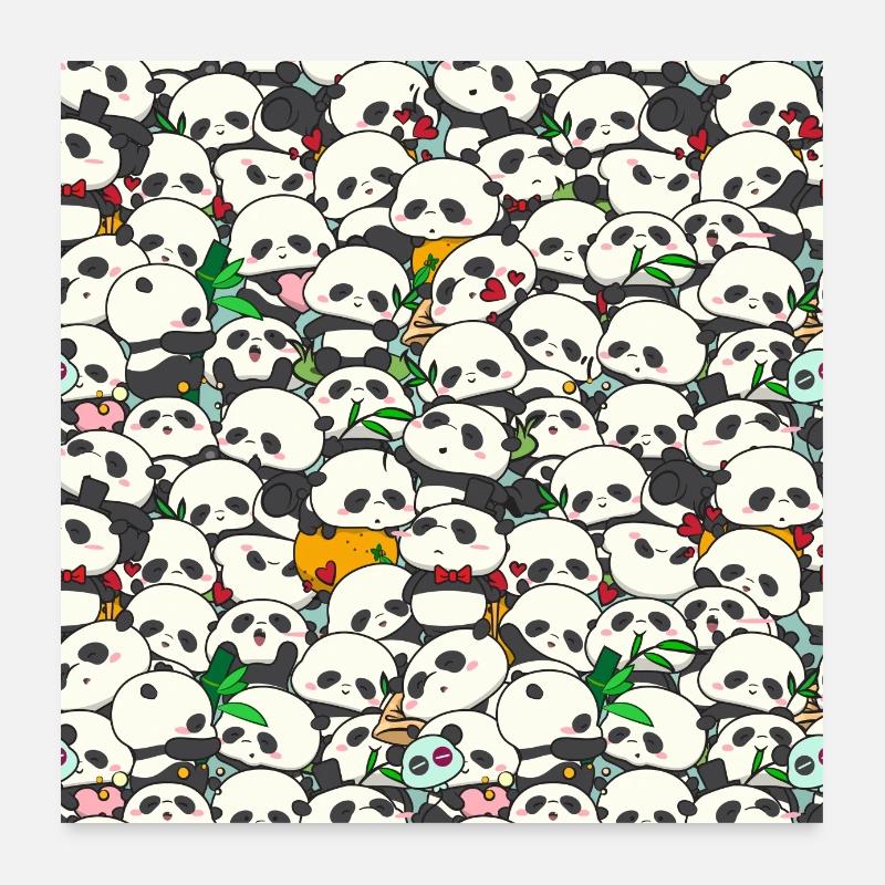 Süßes Panda Muster Pandabär Poster 60x60 cm