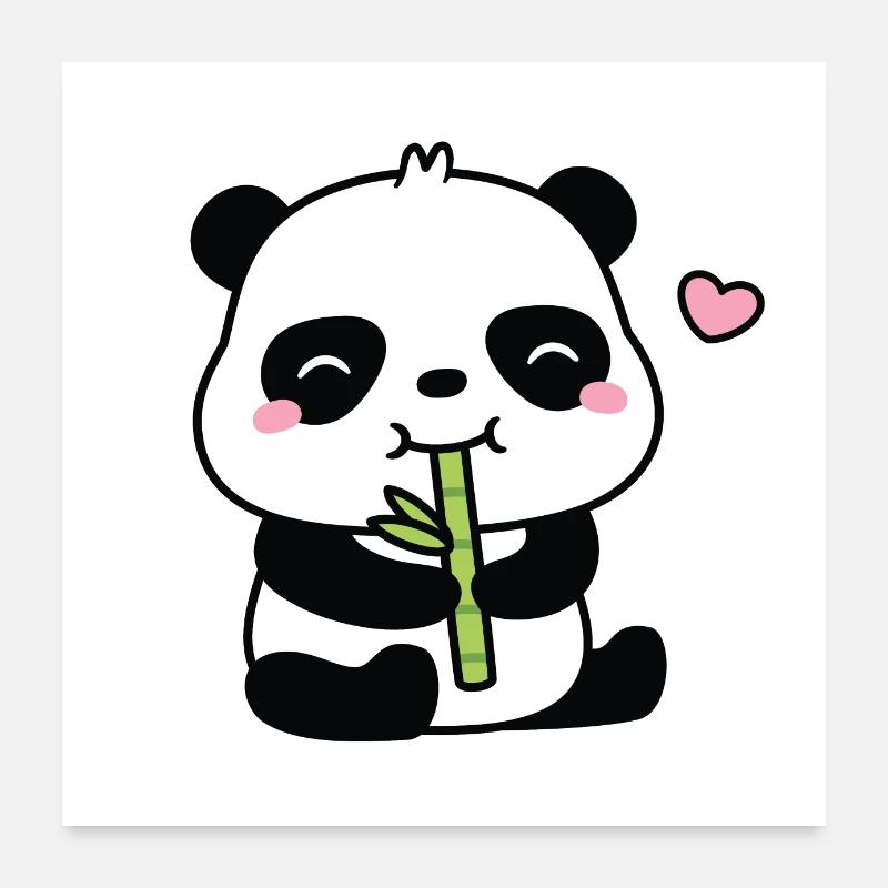 Cute Little Panda Eating Bamboo Shoot Poster 24" x 24" (60x60 cm)