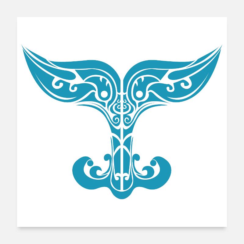 Maori Wal Schwanz Polynesien Tribal Tattoo Gift Poster 60x60 cm