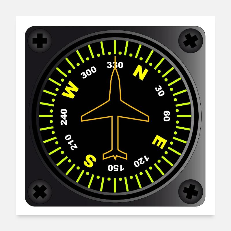 Flugzeugkompass Poster 60x60 cm