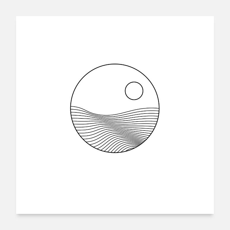 Ocean Sunset - Poster 60x60 cm - Weiß