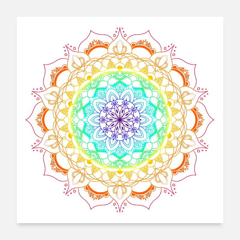 mandala arc en ciel Poster 60 x 60 cm