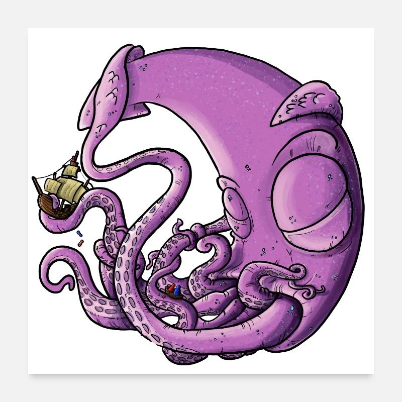 Bébé kraken Poster 60 x 60 cm