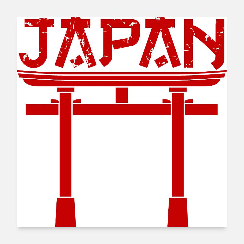 Japan Schriftzug Nihon Torii - 日本 Poster 60x60 cm
