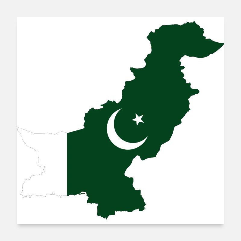 Drapeau pakistan carte drapeau Poster 60 x 60 cm