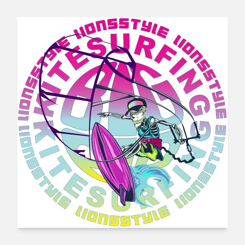 kitesurfen - Poster 60x60 cm - Weiß