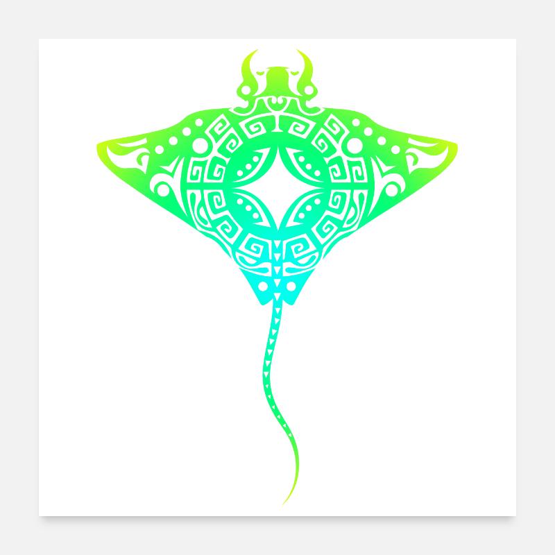 Maori ray Polynesian tribal tattoo gift idea Poster 24" x 24" (60x60 cm)