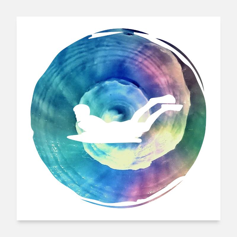 Double Exposure Art Bodyboarding Surf Geschenkidee Poster 60x60 cm