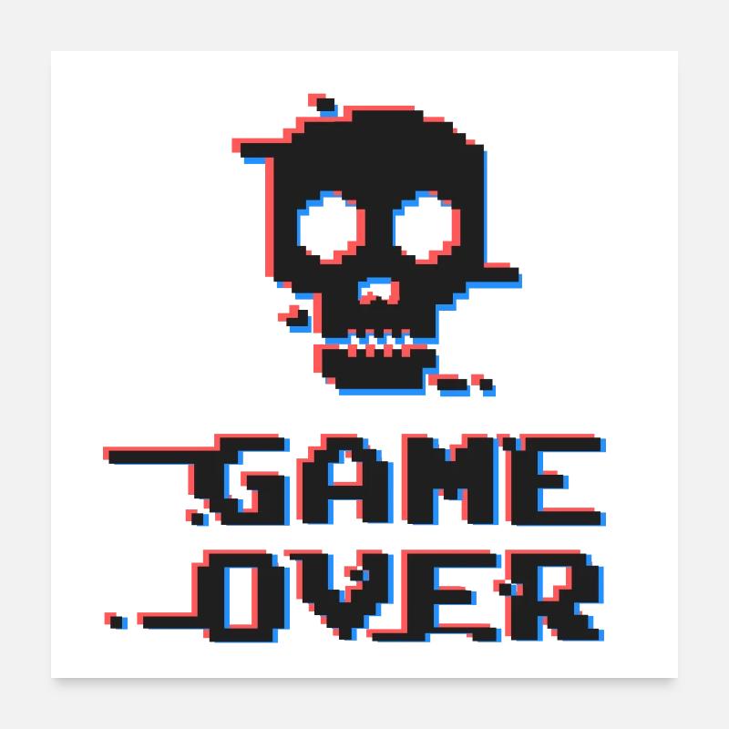 Game Over Gamer Computerspiele Videospiele PC Poster 60x60 cm