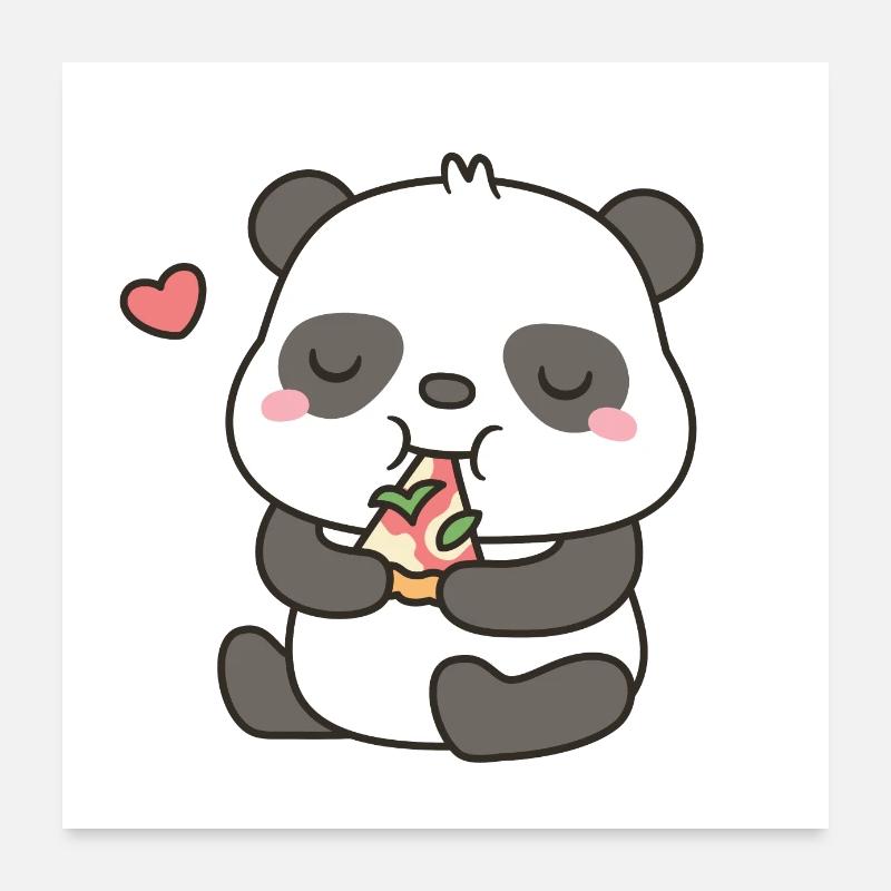 Netter kleiner Panda, der Margherita-Pizza isst Poster 60x60 cm