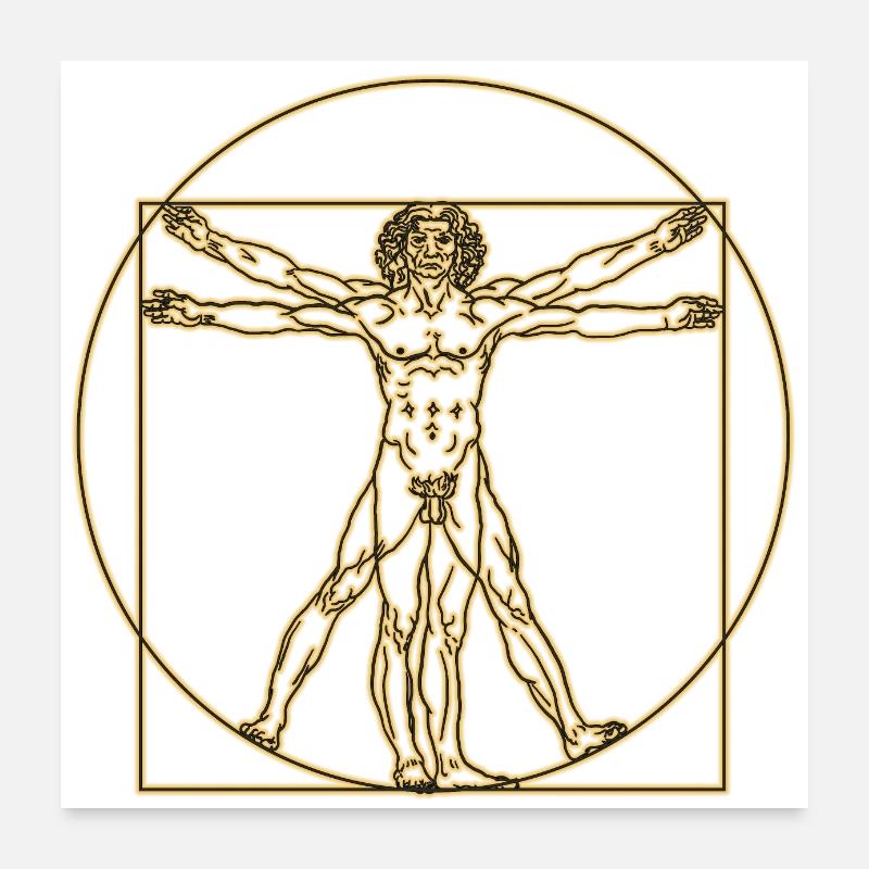 HOMME VITRUVIOUS - Poster 60 x 60 cm - blanc