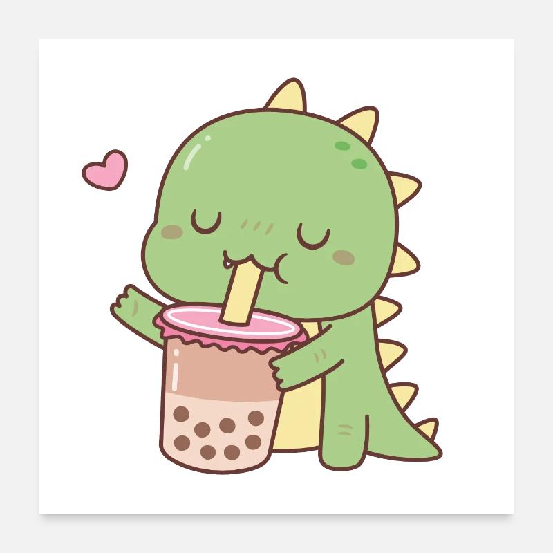 Netter Dino Love Boba Tee Poster 60x60 cm