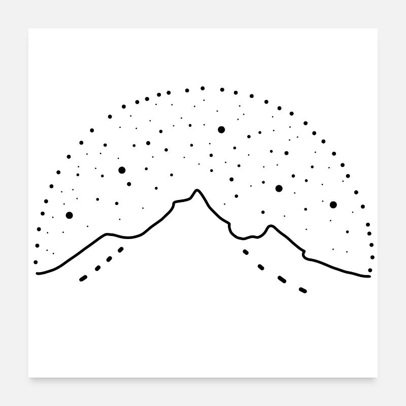 Berge Sterne Himmel Sternenhimmel Poster 60x60 cm