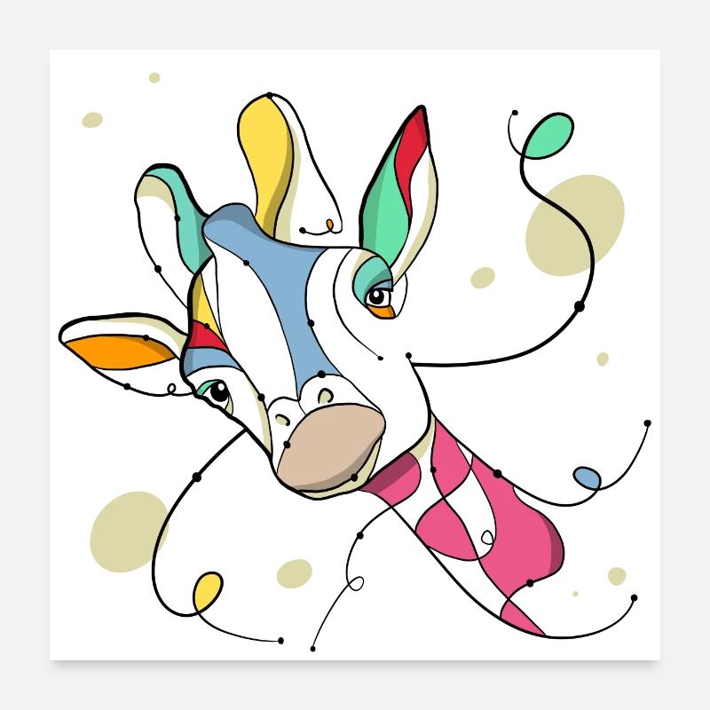 Girafe - Poster 60 x 60 cm - blanc