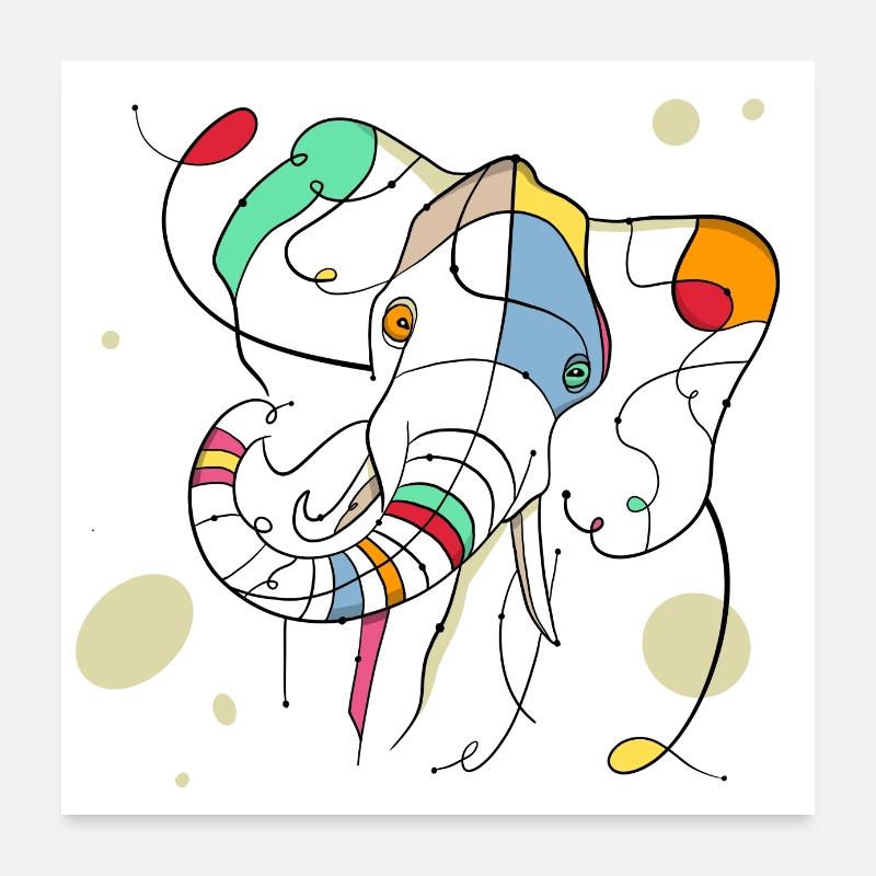 Elefant - Poster 60x60 cm - Weiß