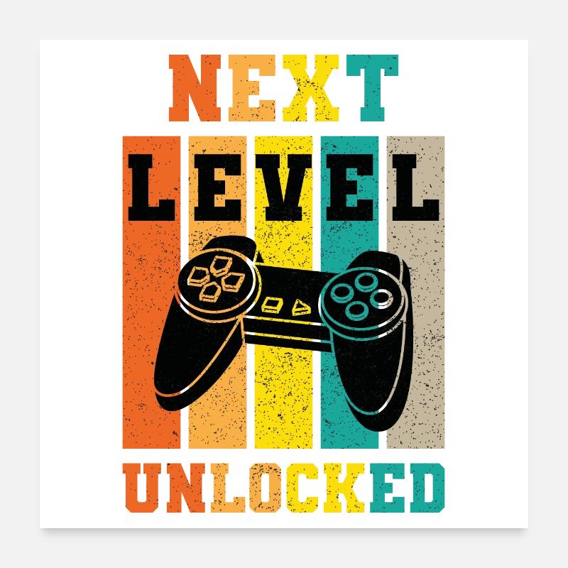 NEXT LEVEL UNLOCKED Gamer Poster 24" x 24" (60x60 cm)