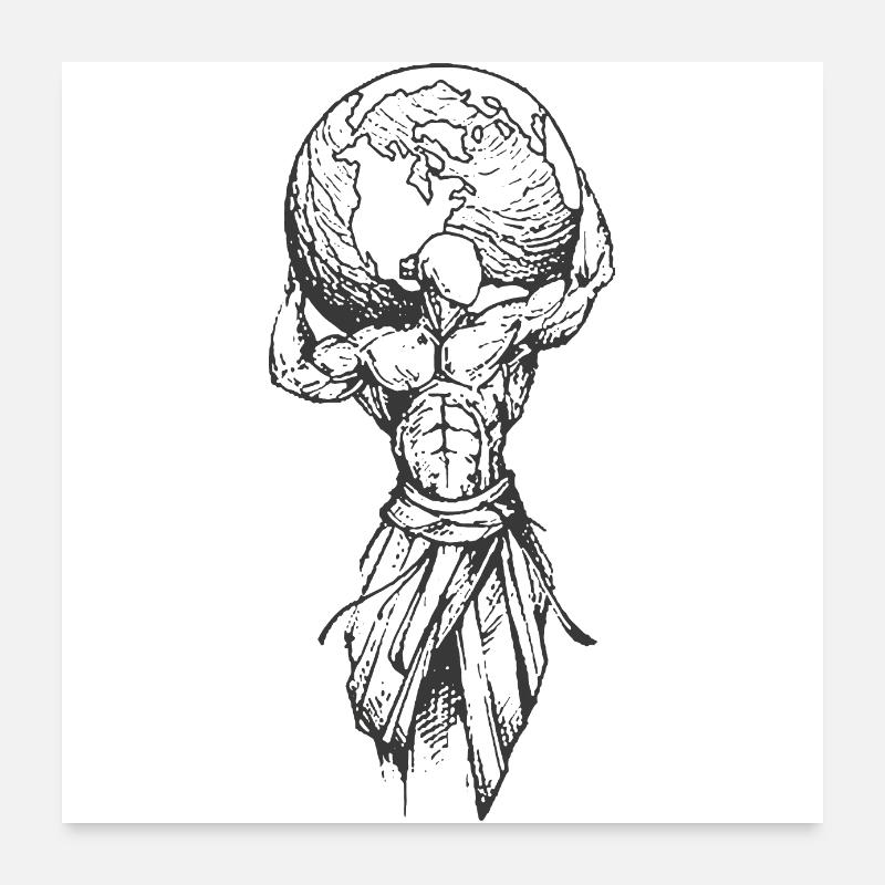 Muscle man with globe Poster 24" x 24" (60x60 cm)