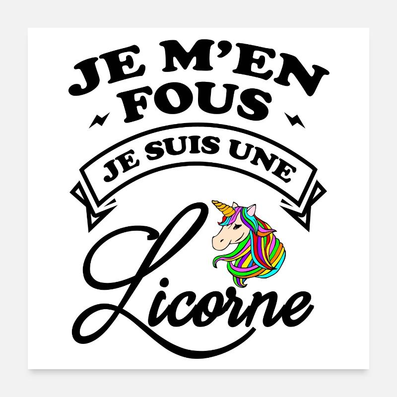 JE SUIS UNE LICORNE - Poster 60 x 60 cm - blanc
