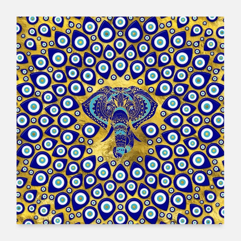 Evil Eye Elephant Ornament Poster 24" x 24" (60x60 cm)